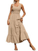 Women's Strap Top A-Line Swing Dress With Pleats And Spliced Detailing