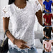 Women's Short Sleeve Lace Shirt Top For Elegant Summer Wear
