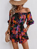 Off-Shoulder Abstract Print Jumpsuit with Bubble Sleeves – Party Ready Style