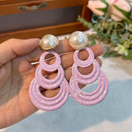 Simple Solid Color Women's Fashion Geometric Pearl Earrings Jewelry