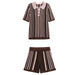 Women's Striped Knitted Co-ord Set – Top & Shorts