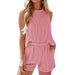 Striped Sleeveless Vest and Shorts Two-Piece Casual Set for Women
