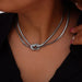 Elegant Titanium Steel Knot Pendant Necklace for Women Jewelry
