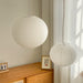 Round LED Pendant Light with Rice Paper Shade – White