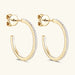 C-Hoop Earrings in 925 Sterling Silver with Inlaid Moissanite Stones
