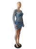 Bead Knit Mini-Dress Three-Piece Set for Women - Knit Top & Skirt Outfit