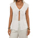 Hollow Out Short Sleeve Lace-Up Vacation Cardigan for Women