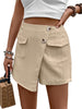 Women's High-Waisted Short Pocket Solid Color Skirt Pants