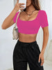 Women’s Cropped High-Stretch Knitted Short Tee For Casual Leisure Wear