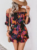 Off-Shoulder Abstract Print Jumpsuit with Bubble Sleeves – Party Ready Style