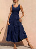 Women's Strap Top A-Line Swing Dress With Pleats And Spliced Detailing