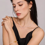4-Piece Pearl Jewelry Set with Necklace, Bracelet & Earrings