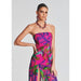 Strapless Floral Printed Long Dress Women Fashion Sleeveless Split Maxi Dress