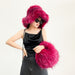 Imitation Raccoon Fur Basin Hat Warm Ball Bag Set Fur Hat Bag Sets