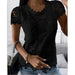 Women's Short Sleeve Lace Shirt Top For Elegant Summer Wear