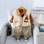 Boys Woolen Vest Long Sleeved Three Piece Suit Kid's Fashion Clothing