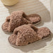 Plush Cross Strap Cotton Slippers Women's Warm Home Footwear