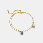 Stainless Steel Heart Anklet with Synthetic Crystal Charm for Stylish Footwear Flair