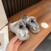 Silver Strap Ballet Shoes – Soft Sole Casual Flats for Women