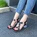 Women's Flower Detail Square Toe Block Heel Sandals – Stylish Footwear