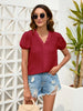 Elegant V-Neck Women’s Blouse With Dot Lace Detail For Effortless Feminine Style