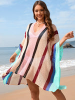 Women’s Hollow Spliced Beach Skirt Hoodie for Summer Bikini Cover-Up