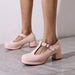 Waterproof Platform Thick Heel T-Strap Candy Colored Women’s Shoes