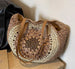 Round Straw Woven Beach Bag With Hollow Paper Rope Design And Shoulder Strap