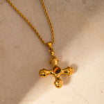 Gold-Plated Stainless Steel Cross Pendant Necklace for Everyday Wear