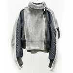 Women's Knitted Jackets Sweater Stand Collar Zipper Long Sleeve WInter Coat