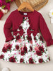 Frill Floral Round Neck Flounce Sleeve Dress for Kids Stylish and Feminine