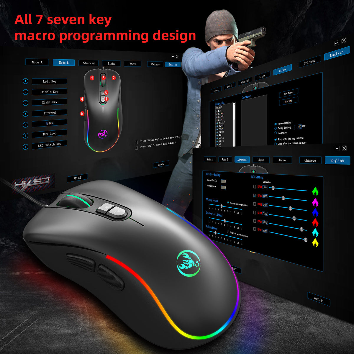 Mechanical Keyboard Mouse Set RGB Backlit Keyboard Computer Accessorie ...