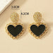 Black Epoxy Metal Heart Earrings Women's Enamel Vintage Fashion Jewelry