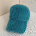 Winter Soft Imitation Fur Baseball Cap – Solid Color Warm Outdoor Casual Cap