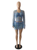 Bead Knit Mini-Dress Three-Piece Set for Women - Knit Top & Skirt Outfit