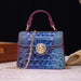 Classic Crocodile Embossed Handbag with Crossbody Strap and Spacious Women's Satchel Purse Design