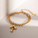 Stainless Steel Cross Pendant Bracelet with Imitation Gemstone