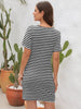 Stylish Women’s Cutout Striped Round Neck Dress with Short Sleeves