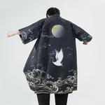 Men's Fashion Print Long Crane Hanfu Japanese Large Cardigan Cloak