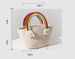 Cute Rainbow Cloud Handbag Handmade Cotton Thread Woven Bag for Beach Vacations