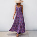 Purple V-Neck Sleeveless Maxi Dress – Tie-Back Camisole Dress