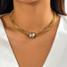 Exaggerated Large Cylindrical Pendant Collarbone Multi-Layer Chain Necklace