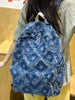 Star Pattern Denim Backpack for School and Travel Daily Carry