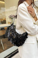 Sequin Chain Crossbody Bag with Metallic Glam Finish