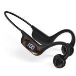 Graffiti Bone Conduction Bluetooth Earphones with Digital Display Card Slot Hanging Ear Design