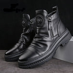 Men's Casual Zipper Martin Boots with Korean Streetwear Styling
