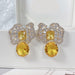 Fashionable colored zirconium petals light luxury earrings
