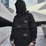 Men's Fashion Multi Pocket Workwear Dark Loose Cool Shock Hooded Jacket