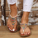 PU Leather Flat Sandals with Beaded Detail for a Chic Summer Look