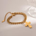 Stainless Steel Cross Pendant Bracelet with Imitation Gemstone